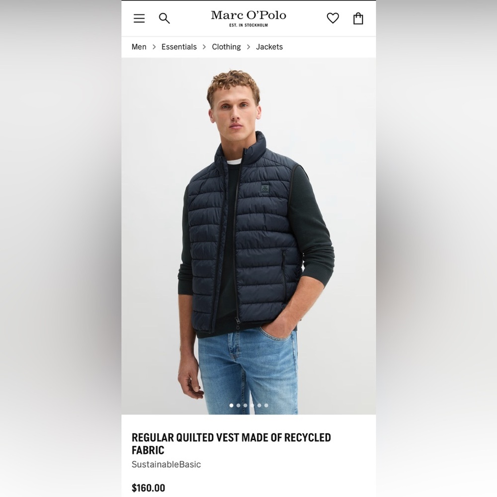 NWT Marc O’Polo Regular Quilted Black Vest Men’s Size M